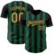 Custom Black Old Gold-Kelly Green Classic Vertical Stripe Fluid Liquid Texture Authentic Baseball Jersey