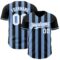 Custom Black White-Light Blue Classic Vertical Stripe Fluid Liquid Texture Authentic Baseball Jersey