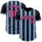 Custom Black Pink-Light Blue Classic Vertical Stripe Fluid Liquid Texture Authentic Baseball Jersey