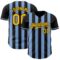 Custom Black Gold-Light Blue Classic Vertical Stripe Fluid Liquid Texture Authentic Baseball Jersey