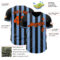 Custom Black Orange-Light Blue Classic Vertical Stripe Fluid Liquid Texture Authentic Baseball Jersey