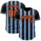 Custom Black Orange-Light Blue Classic Vertical Stripe Fluid Liquid Texture Authentic Baseball Jersey