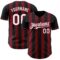 Custom Black White-Crimson Classic Vertical Stripe Fluid Liquid Texture Authentic Baseball Jersey
