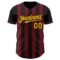 Custom Black Gold-Crimson Classic Vertical Stripe Fluid Liquid Texture Authentic Baseball Jersey