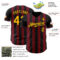 Custom Black Gold-Crimson Classic Vertical Stripe Fluid Liquid Texture Authentic Baseball Jersey