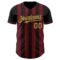 Custom Black Old Gold-Crimson Classic Vertical Stripe Fluid Liquid Texture Authentic Baseball Jersey