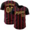 Custom Black Old Gold-Crimson Classic Vertical Stripe Fluid Liquid Texture Authentic Baseball Jersey