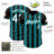 Custom Black White-Teal Classic Vertical Stripe Fluid Liquid Texture Authentic Baseball Jersey