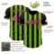 Custom Black Pink-Neon Green Classic Vertical Stripe Fluid Liquid Texture Authentic Baseball Jersey
