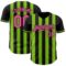 Custom Black Pink-Neon Green Classic Vertical Stripe Fluid Liquid Texture Authentic Baseball Jersey