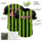 Custom Black Medium Pink-Neon Green Classic Vertical Stripe Fluid Liquid Texture Authentic Baseball Jersey