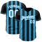 Custom Black White-Sky Blue Classic Vertical Stripe Fluid Liquid Texture Authentic Baseball Jersey