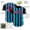 Custom Black Pink-Sky Blue Classic Vertical Stripe Fluid Liquid Texture Authentic Baseball Jersey