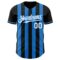 Custom Black White-Electric Blue Classic Vertical Stripe Fluid Liquid Texture Authentic Baseball Jersey