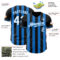 Custom Black White-Electric Blue Classic Vertical Stripe Fluid Liquid Texture Authentic Baseball Jersey