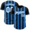 Custom Black White-Electric Blue Classic Vertical Stripe Fluid Liquid Texture Authentic Baseball Jersey
