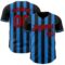 Custom Black Red-Electric Blue Classic Vertical Stripe Fluid Liquid Texture Authentic Baseball Jersey