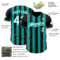 Custom Black White-Aqua Classic Vertical Stripe Fluid Liquid Texture Authentic Baseball Jersey