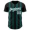 Custom Black White-Midnight Green Classic Vertical Stripe Fluid Liquid Texture Authentic Baseball Jersey