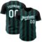 Custom Black White-Midnight Green Classic Vertical Stripe Fluid Liquid Texture Authentic Baseball Jersey