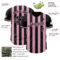 Custom Black-Light Pink Classic Vertical Stripe Fluid Liquid Texture Authentic Baseball Jersey