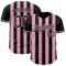 Custom Black-Light Pink Classic Vertical Stripe Fluid Liquid Texture Authentic Baseball Jersey