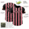 Custom Black-Medium Pink Classic Vertical Stripe Fluid Liquid Texture Authentic Baseball Jersey