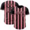 Custom Black-Medium Pink Classic Vertical Stripe Fluid Liquid Texture Authentic Baseball Jersey