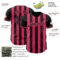 Custom Black-Neon Pink Classic Vertical Stripe Fluid Liquid Texture Authentic Baseball Jersey
