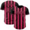 Custom Black-Neon Pink Classic Vertical Stripe Fluid Liquid Texture Authentic Baseball Jersey