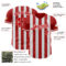 Custom Red-White Classic Vertical Stripe Fluid Liquid Texture Authentic Baseball Jersey