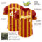 Custom Red White-Gold Classic Vertical Stripe Fluid Liquid Texture Authentic Baseball Jersey