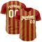 Custom Red White-Old Gold Classic Vertical Stripe Fluid Liquid Texture Authentic Baseball Jersey