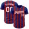 Custom Royal White-Red Classic Vertical Stripe Fluid Liquid Texture Authentic Baseball Jersey