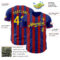 Custom Royal Yellow-Red Classic Vertical Stripe Fluid Liquid Texture Authentic Baseball Jersey