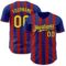 Custom Royal Yellow-Red Classic Vertical Stripe Fluid Liquid Texture Authentic Baseball Jersey