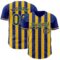 Custom Royal-Yellow Classic Vertical Stripe Fluid Liquid Texture Authentic Baseball Jersey