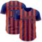 Custom Royal-Orange Classic Vertical Stripe Fluid Liquid Texture Authentic Baseball Jersey