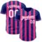 Custom Royal White-Pink Classic Vertical Stripe Fluid Liquid Texture Authentic Baseball Jersey