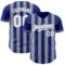 Custom Royal White-Gray Classic Vertical Stripe Fluid Liquid Texture Authentic Baseball Jersey