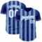 Custom Royal White-Light Blue Classic Vertical Stripe Fluid Liquid Texture Authentic Baseball Jersey