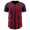 Custom Navy-Red Classic Vertical Stripe Fluid Liquid Texture Authentic Baseball Jersey