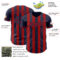 Custom Navy-Red Classic Vertical Stripe Fluid Liquid Texture Authentic Baseball Jersey