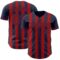 Custom Navy-Red Classic Vertical Stripe Fluid Liquid Texture Authentic Baseball Jersey