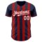 Custom Navy White-Red Classic Vertical Stripe Fluid Liquid Texture Authentic Baseball Jersey