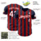 Custom Navy White-Red Classic Vertical Stripe Fluid Liquid Texture Authentic Baseball Jersey