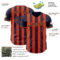 Custom Navy-Orange Classic Vertical Stripe Fluid Liquid Texture Authentic Baseball Jersey