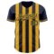 Custom Navy-Gold Classic Vertical Stripe Fluid Liquid Texture Authentic Baseball Jersey