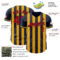 Custom Navy Red-Gold Classic Vertical Stripe Fluid Liquid Texture Authentic Baseball Jersey