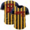 Custom Navy Red-Gold Classic Vertical Stripe Fluid Liquid Texture Authentic Baseball Jersey